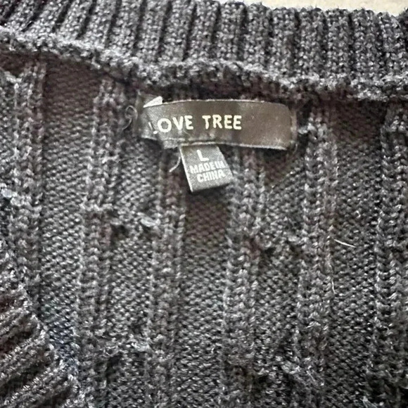 Love Tree sweater vest women's size Large cable knit black - Picture 9 of 11